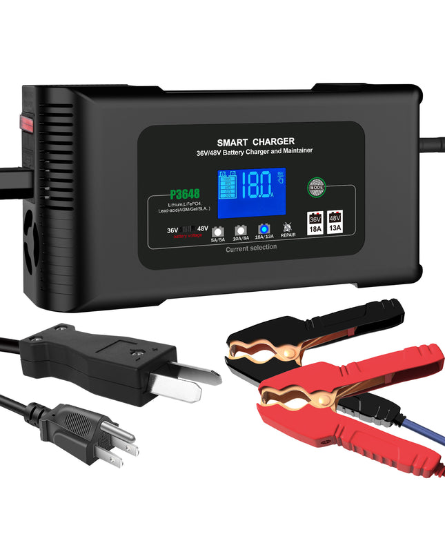 36V 18-Amp and 48V 13-Amp Golf cart Charger , Car Battery Charger, Trickle Charger,Lithium,LiFePO4,Lead-Acid AGM/Gel/SLA..Battery Charger, for Club Car, EZGO & Yamaha with Crowfoot Plug