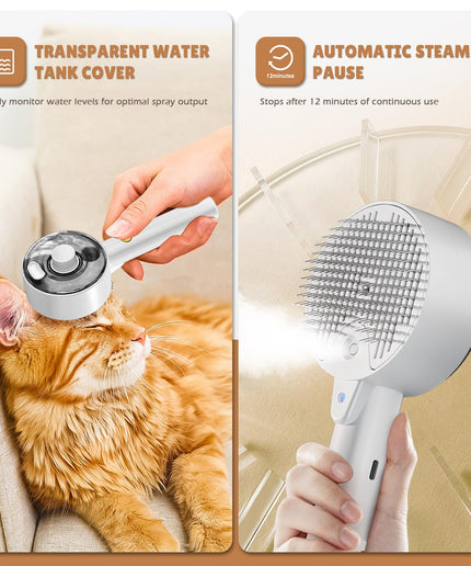 Pet Brush for Cat Dog Steam Brush for Shedding Spritz Defur Comb for Long Short Hair Cat Dog Pet Steam Brush for Cats Dogs Massage Grooming Self-Cleaning