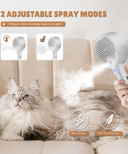 Pet Brush for Cat Dog Steam Brush for Shedding Spritz Defur Comb for Long Short Hair Cat Dog Pet Steam Brush for Cats Dogs Massage Grooming Self-Cleaning