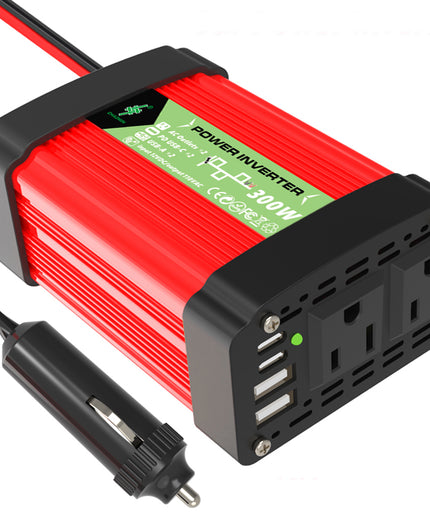 200W Power Inverter, DC 12V to 110V/220V AC Car Plug Adapter Outlet Converter with [25W PD USB-C] & [25W QC USB-A] Fast Charging Ports and 2 AC Outlets Car Power Inverters for Vehicles