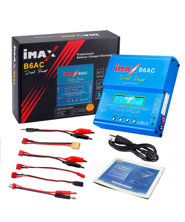 IMAX B6AC LiPo Battery Charger 1S-6S LiPo Life Li-ion Balance Fast Charger Discharger 80W 6A Smart Digital Battery Pack Charger NiCD NiMH PB Smart Battery Battery for RC Car
