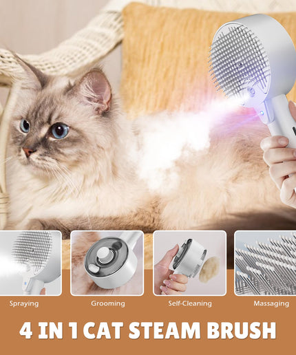 Pet Brush for Cat Dog Steam Brush for Shedding Spritz Defur Comb for Long Short Hair Cat Dog Pet Steam Brush for Cats Dogs Massage Grooming Self-Cleaning