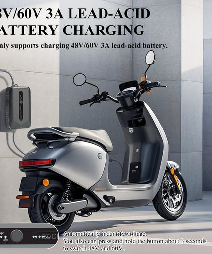 48V 60V 3A Two-wheeled Electric Vehicles Battery Charger Universal, 48V/60V Two-wheeled Electric Vehicle, Electric Scooter Ebike Lead-acid Battery Charger, for Yadea, AIMA, TaiIG, NIU, VinFast, GESITS, AJ Motors