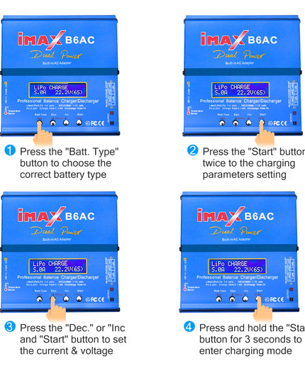 IMAX B6AC LiPo Battery Charger 1S-6S LiPo Life Li-ion Balance Fast Charger Discharger 80W 6A Smart Digital Battery Pack Charger NiCD NiMH PB Smart Battery Battery for RC Car