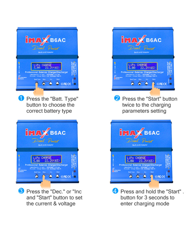 IMAX B6AC LiPo Battery Charger 1S-6S LiPo Life Li-ion Balance Fast Charger Discharger 80W 6A Smart Digital Battery Pack Charger NiCD NiMH PB Smart Battery Battery for RC Car