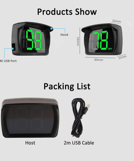 New Speedometer HUD GPS Digital Speed Meter MPH Speed Head Up Display for Cars Trucks, USB Cable Plug & Play