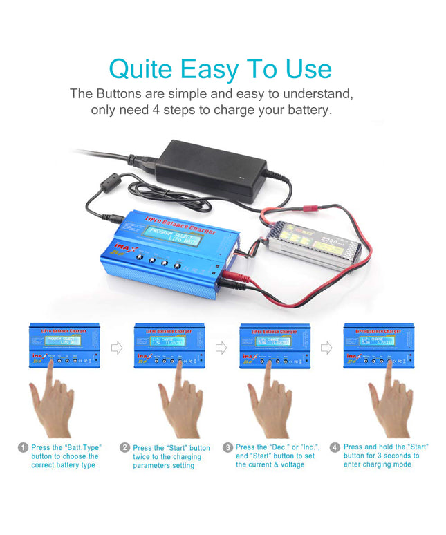 IMAX B6 LiPo Battery Charger 1S-6S LiPo Life Li-ion Balance Fast Charger Discharger 80W 6A Smart Digital Battery Pack Charger NiCD NiMH PB Smart Battery Battery for RC Car