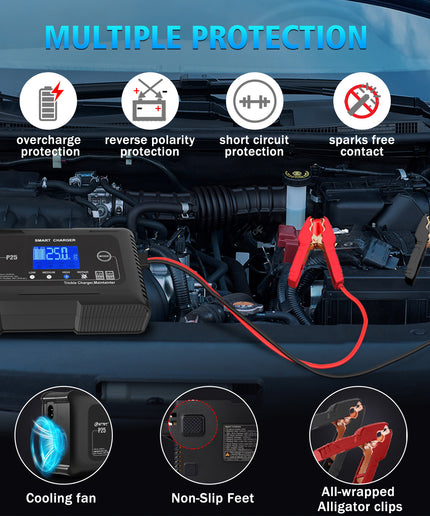 25 Amp Lithium Battery Charger, 12V and 24V Lifepo4,Lead-Acid(AGM/Gel/SLA..) Battery Charger ,Battery Maintainer, Trickle Charger, and Battery Desulfator for Car ,Boat,Motorcycle, Lawn Mower