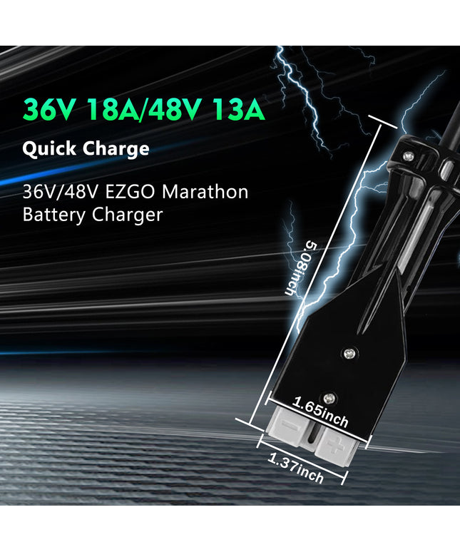 Golf Cart Battery Charger, 36 Volt 18 AMP/48 Volt 13 Amp Car Charger for EZGO Marathon Golf Carts with Anderson SB-50 Style Plug, Lithium, LiFePO4, Lead-Acid AGM/Gel/SLA Smart Charger